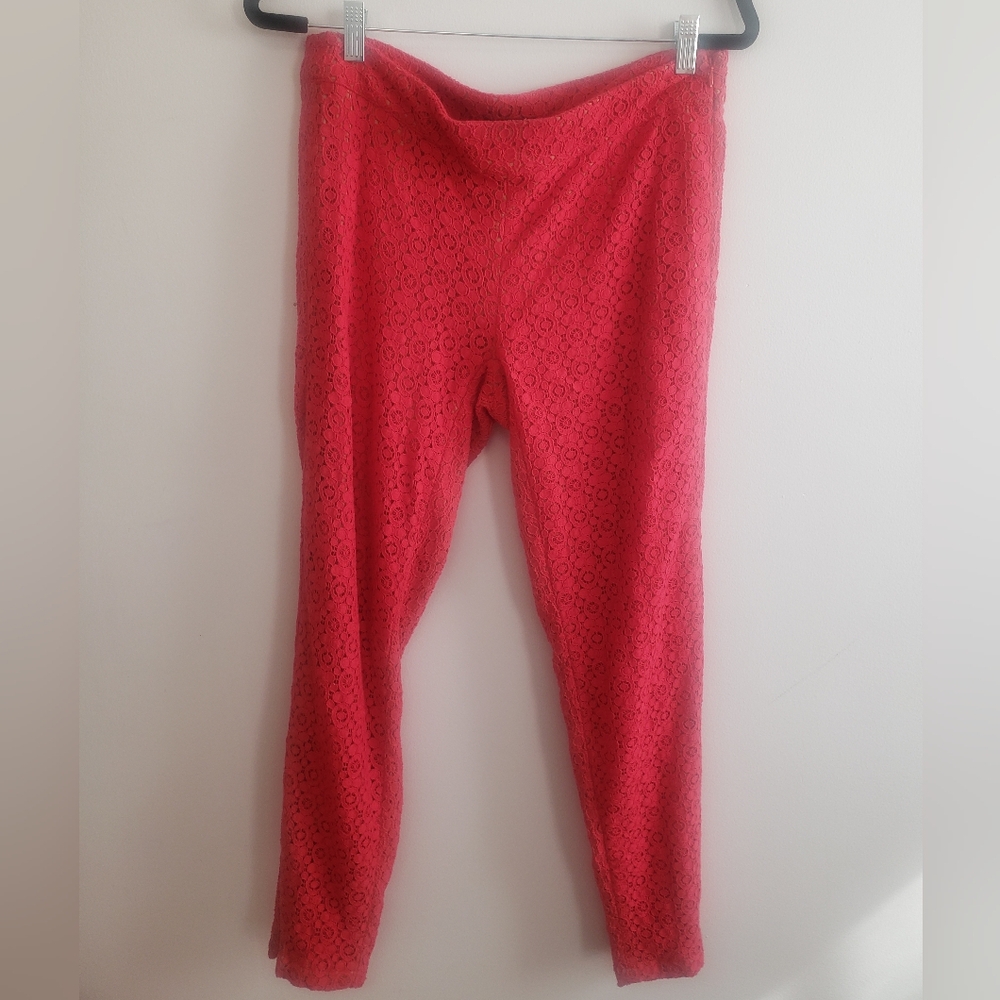 Macy's Fashion Star Red Lace Side Zip Pants~ Size 8